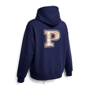 Victoria’s Secret PINK Navy Blue Full Zip Hoodie Sweatshirt Large NWT Logo